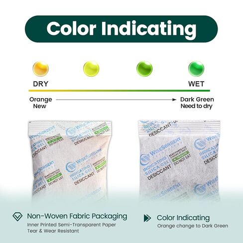 Wisesorb 30pcs 20g Silica Gel Packets, Indicating Deisiccant Packs, Rechargeable Deisccant Moisture Absorbers for Storage in Kuwait
