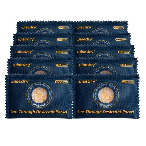 Wisedry 100 جرام [10 عبوات] عبوات مجففة شفافة للتخزين، ألوان قابلة لإعادة الاستخدام تشير إلى عبوات جل السيليكا المجففة، ممتصات الرطوبة لآمنة البندقية، خيوط ثلاثية الأبعاد، صناديق الأدوات، آمنة، إلكترونيات in Kuwait