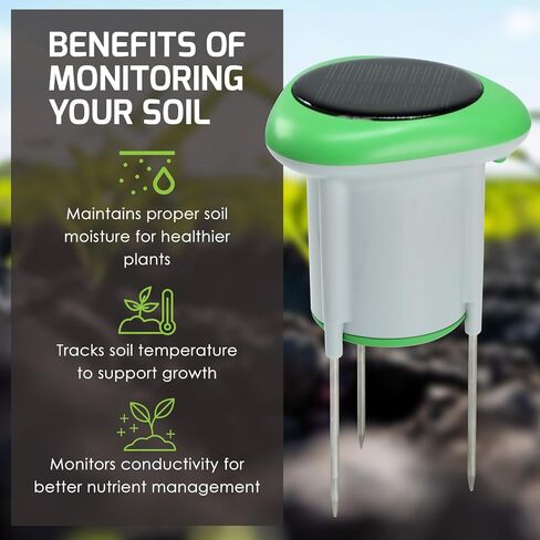 Smart Solar Soil Sensor Wireless Soil Moisture, Temperature & Conductivity Meter WiFi & Bluetooth APP Monitoring |IP66 Waterproof, Solar Powered for Farm, Greenhouse & Garden Care in Kuwait