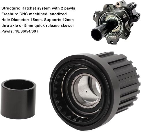 Bike Freehub Body, 12 Speed Micro Spline Driver Supports 12mm Thru Axle or 5mm Quick Release Skewer in Kuwait