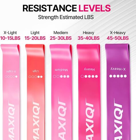 Resistance Loop Exercise Bands Set of 5, 5 Resistance Levels Elastic Workout Bands for Strength Training, Stretching, Yoga, Pilates, Physical Therapy, Home Gym for Men Women, with Guide & Carry Bag in Kuwait