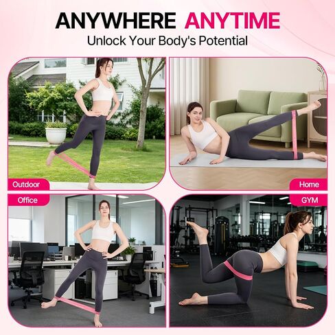 Resistance Loop Exercise Bands Set of 5, 5 Resistance Levels Elastic Workout Bands for Strength Training, Stretching, Yoga, Pilates, Physical Therapy, Home Gym for Men Women, with Guide & Carry Bag in Kuwait