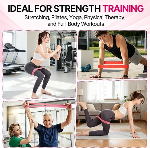 Resistance Loop Exercise Bands Set of 5, 5 Resistance Levels Elastic Workout Bands for Strength Training, Stretching, Yoga, Pilates, Physical Therapy, Home Gym for Men Women, with Guide & Carry Bag in Kuwait