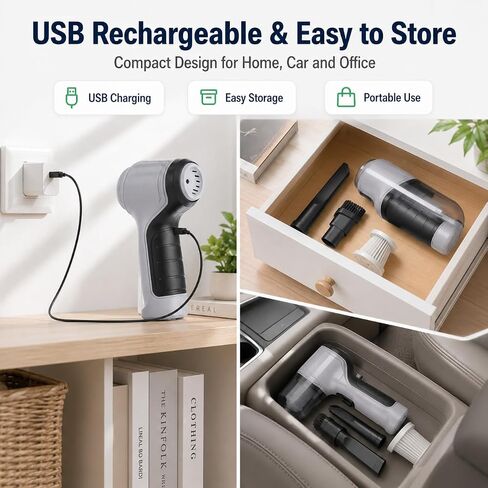 Cordless Handheld Vacuum Cleaner, Portable Rechargeable Mini Vacuum, Powerful Suction Hand Held Vacuum for Car Home Office Pet Hair Dust Cleaning in Kuwait