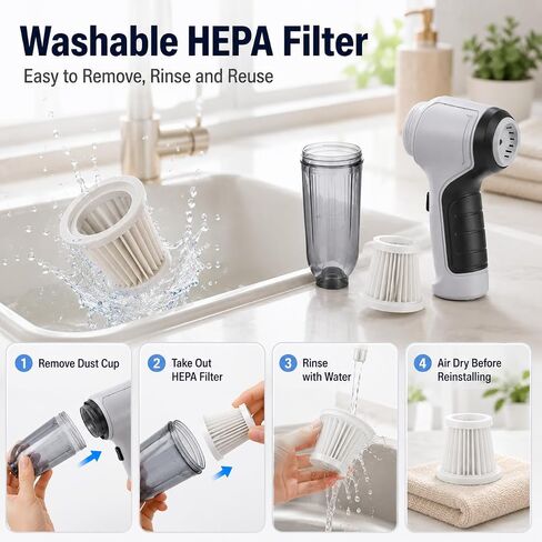 Cordless Handheld Vacuum Cleaner, Portable Rechargeable Mini Vacuum, Powerful Suction Hand Held Vacuum for Car Home Office Pet Hair Dust Cleaning in Kuwait