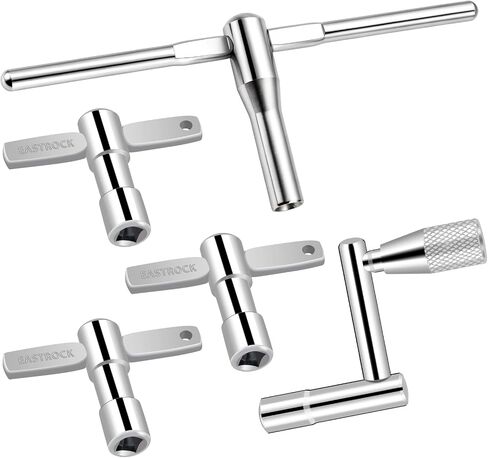 EASTROCK 5-Pack Drum Key Set – Universal Drum Tuning Tool Kit with 3 Standard T-Style Keys, 1 Extended T-Handle Key & 1 Crank Handle Drum Key for Snare Drum, Drum Set & Percussion in Kuwait