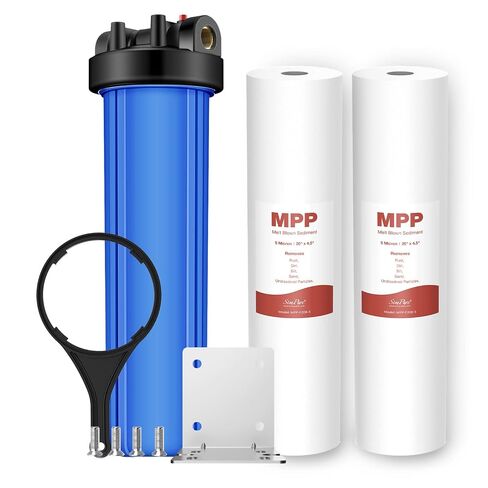 SimPure 20 بوصة مبيت فلتر المياه DB20P و20 بوصة × 4.5 بوصة خراطيش تصفية المياه المنزلية بالكامل للرواسب، نظام الترشيح المسبق لمياه الآبار ومياه المدينة، منفذ NPT 1 بوصة in Kuwait