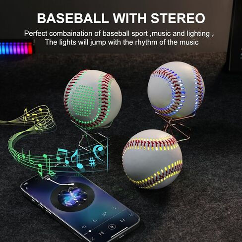 INLOOKEE Glow in The Dark Bluetooth Speaker Baseball - Portable LED Light Show Ball with 8H Playtime, Rechargeable Wireless Speaker Gift for Baseball Fans in Saudi Arabia