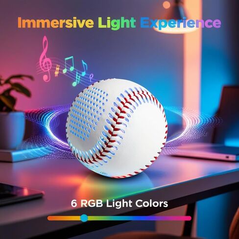 INLOOKEE Glow in The Dark Bluetooth Speaker Baseball - Portable LED Light Show Ball with 8H Playtime, Rechargeable Wireless Speaker Gift for Baseball Fans in Saudi Arabia