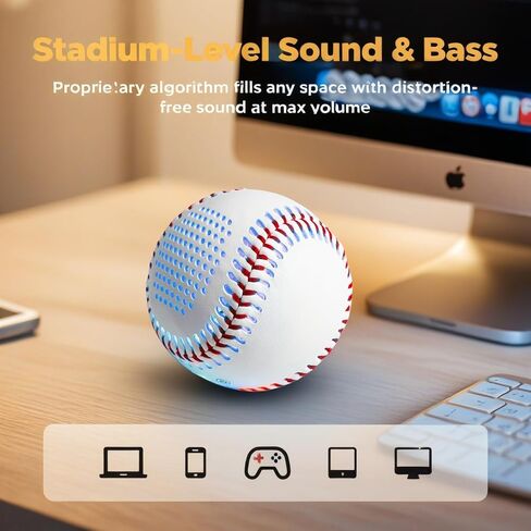 INLOOKEE Glow in The Dark Bluetooth Speaker Baseball - Portable LED Light Show Ball with 8H Playtime, Rechargeable Wireless Speaker Gift for Baseball Fans in Saudi Arabia