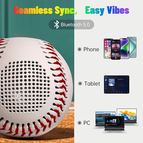 INLOOKEE Glow in The Dark Bluetooth Speaker Baseball - Portable LED Light Show Ball with 8H Playtime, Rechargeable Wireless Speaker Gift for Baseball Fans in Saudi Arabia