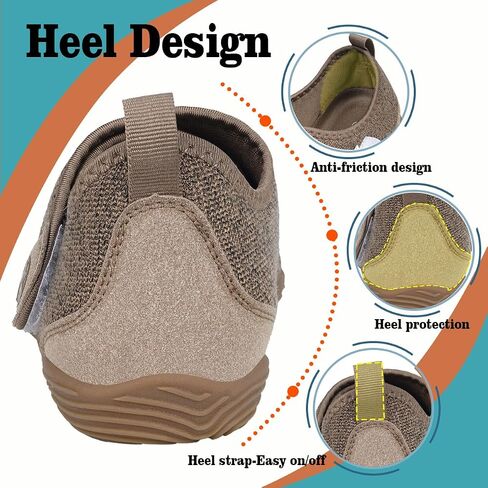Sisttke Diabetic Shoes for Women Men Adjustable Wide Width Orthopedic House Slippers Arch Support Walking Shoes for Arthritis Edema Plantar Fasciitis Swollen Feet Elderly Indoor Outdoor Brown in Kuwait