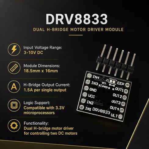 10 حزم DRV8833 وحدة مشغل المحرك المزدوج H جسر 1.5A تيار مستمر لوحة تحكم 3-10 فولت لتقوم بها بنفسك سيارة ذكية روبوت ألعاب RC صغيرة in Kuwait