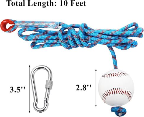 Tebery Baseball Batting Hitting Trainer with 10 FT Adjustable Rope, Softball Hanging Swing Trainer for Solo Practice, Portable Baseball Practice Training Equipment for Backyard Gym Indoor Outdoor Use in Kuwait