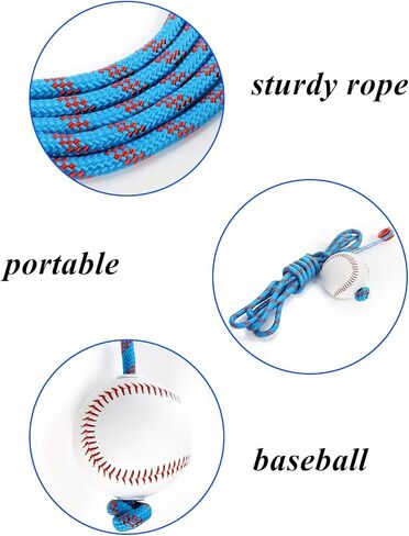 Tebery Baseball Batting Hitting Trainer with 10 FT Adjustable Rope, Softball Hanging Swing Trainer for Solo Practice, Portable Baseball Practice Training Equipment for Backyard Gym Indoor Outdoor Use in Kuwait