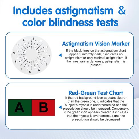 LED Eye Chart Light Box | Eye Exams Charts with Red/Green Sight Mark | Professional Astigmatism Vision Marker for Schools,Optical Shop,Clinics, Home Use in Kuwait