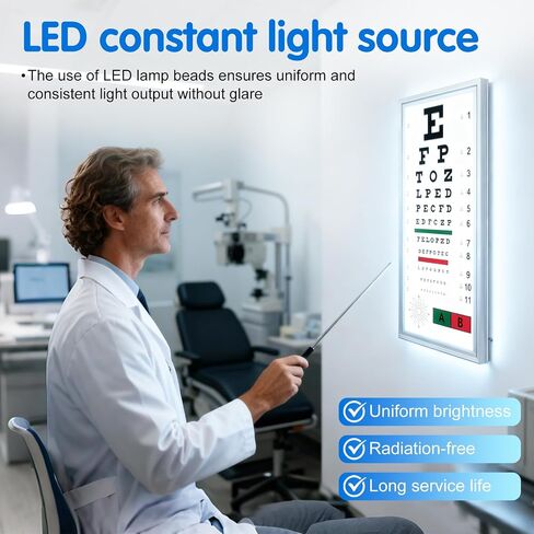 LED Eye Chart Light Box | Eye Exams Charts with Red/Green Sight Mark | Professional Astigmatism Vision Marker for Schools,Optical Shop,Clinics, Home Use in Kuwait