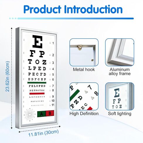 LED Eye Chart Light Box | Eye Exams Charts with Red/Green Sight Mark | Professional Astigmatism Vision Marker for Schools,Optical Shop,Clinics, Home Use in Kuwait
