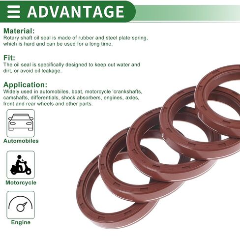 Universal Oil Seal TC Double Lip W Steel Spring Seal Ring Rotary Shaft Seal 34x44x7mm High Pressure FKM Rubber Brown 5 Pcs in Kuwait
