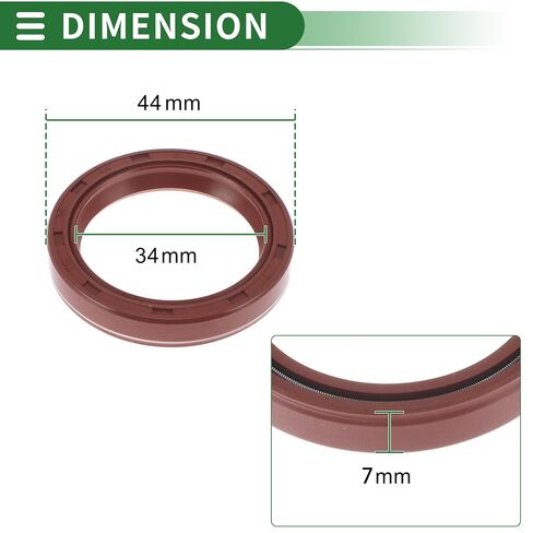 Universal Oil Seal TC Double Lip W Steel Spring Seal Ring Rotary Shaft Seal 34x44x7mm High Pressure FKM Rubber Brown 5 Pcs in Kuwait