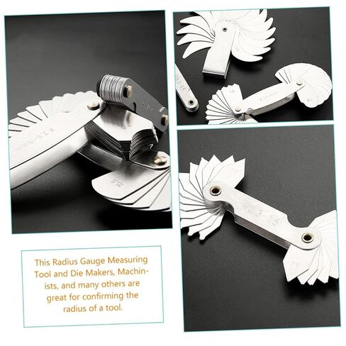 2pcs Stainless Steel Radius Gauge High Hardness Convex Arc Measuring Tool with Scale for Precise Radius Measurement and Tool Replacement in Kuwait