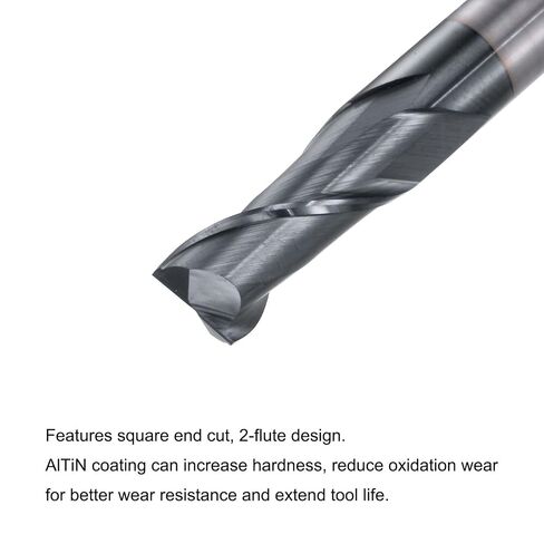 Square Nose End Mill, 8mm Tip Dia Solid Carbide AlTiN Coated CNC Router Bits 2 Flute Spiral Milling Cutter HRC45 with 8mm Shank 60mm (2.36-inch) Length in Kuwait
