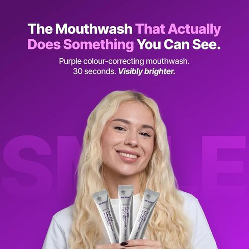 DR.DENT Purple Mouthwash for Teeth Whitening - Color Correcting Mouthwash Sachets (20 Pack) - Peroxide Free, Alcohol Free - Freshens Breath, Supports Gum Health - Vegan, Mint Flavor in Saudi Arabia
