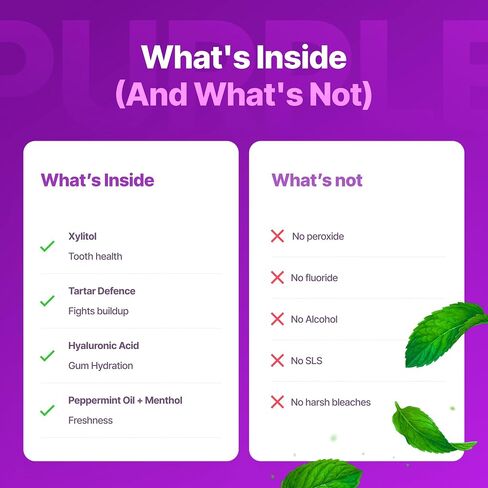 DR.DENT Purple Mouthwash for Teeth Whitening - Color Correcting Mouthwash Sachets (20 Pack) - Peroxide Free, Alcohol Free - Freshens Breath, Supports Gum Health - Vegan, Mint Flavor in Saudi Arabia