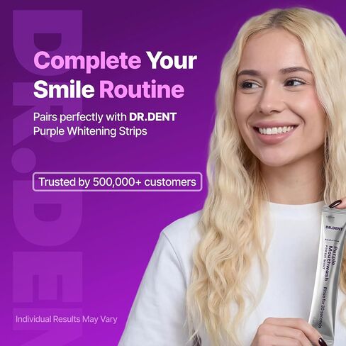 DR.DENT Purple Mouthwash for Teeth Whitening - Color Correcting Mouthwash Sachets (20 Pack) - Peroxide Free, Alcohol Free - Freshens Breath, Supports Gum Health - Vegan, Mint Flavor in Saudi Arabia