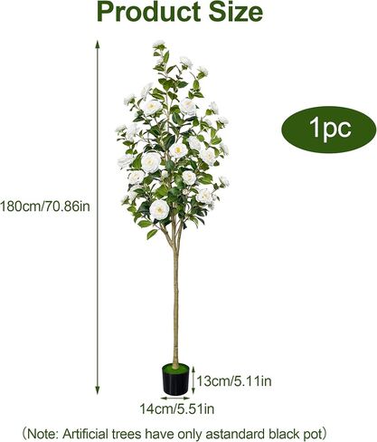 4Ft Artificial Camellia Tree 1 Pack Artificial Plants with Red Flower Pots Faux Camellia Plant for Indoor Outdoor Front Door Patio Christmas Home Decor in Saudi Arabia