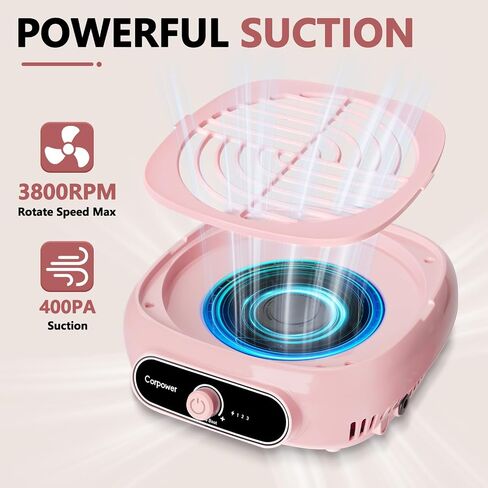 جامع غبار الأظافر ، Turbo Dust Collector Professional Turbo Collector Tech مع مرشح قابل لإعادة الاستخدام ، أداة قابلة للتفريغ ، أداة مروحة الغبار ، أداة مانيكور لتلميع الأظافر ، الصالون والمنزل (أبيض) in Kuwait