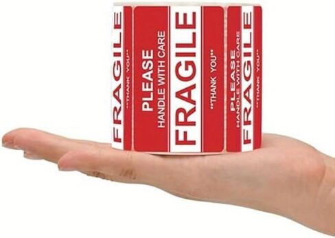 500 Pcs Fragile Stickers, Handle with Care Shipping Labels, Self-Adhesive Warning Decals for Parcels & Boxes in Kuwait