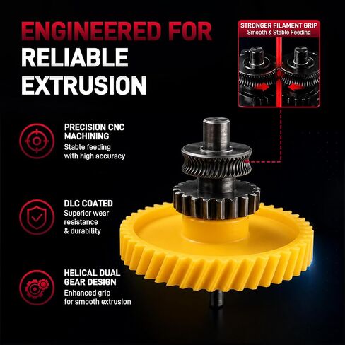 Stainless Steel Extruder Dual Gears Unit Compatible with Bambu Lab P1P P1S 3D Printers, Dual Gear Design, Supports Filament Runout Detection in Kuwait