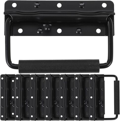 8pcs Heavy Duty Iron Folding Handles with Spring Loaded Recessed Design, 4.88' Tool Chest Pull Grips with Easy Installation and Ergonomic Design for Office and DIY Setups in Kuwait
