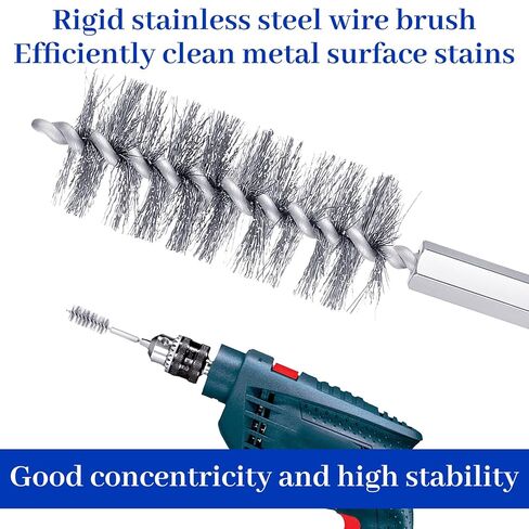 30pcs Wire Bore Brush Set with 1/4" Hex Shank for Power Drill - 6 Sizes (8/10/12/15/17/19mm) Stainless Steel Tube Cleaning Brushes in Kuwait