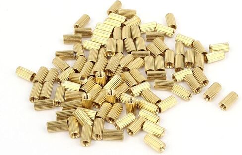 Uxcell اسطوانة نحاسية أنثى أعمدة فاصل المواجهة M2x6mm 100 قطعة ذهبية اللون in Kuwait