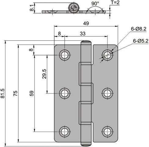 304 Grade Polished Stainless Steel Butt Hinge Panel Box Machine Doors 1Pcs in Kuwait