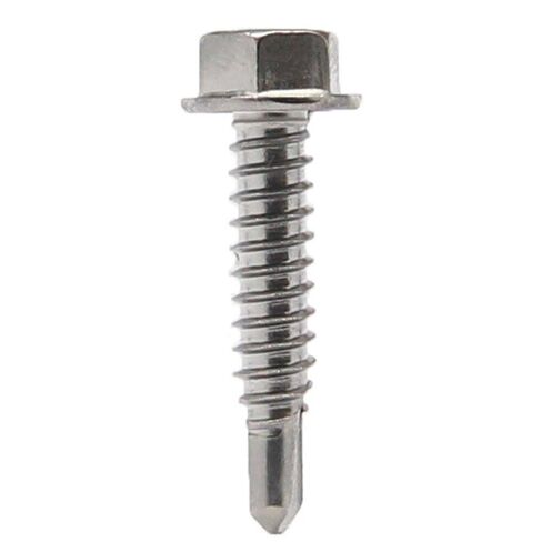 #14 x 1-1/4" Hex Washer Head Self Drilling Tek Screws, Stainless Steel 410, Full Thread, Plain Finish, Self-Drilling, Quantity 1000 by Fastenere in Kuwait