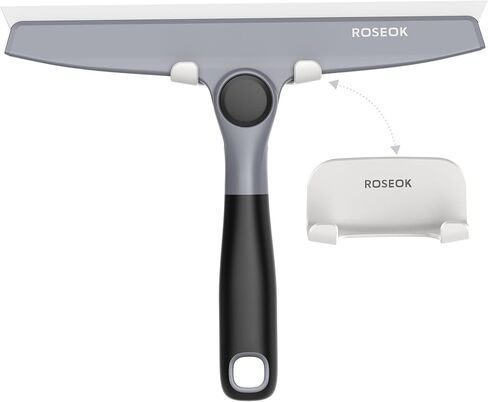 ممسحة دش ROSEOK، ممسحة سيليكون للأبواب الزجاجية مع خطاف | للحمام، النافذة، المرآة، جدار البلاط، الرأس المحوري، 10 بوصة، أزرق داكن، عبوة واحدة in Kuwait