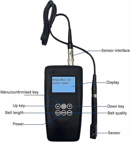Belt Tension Tester, Digital Tensiometer, with LCD Backlit Display, Range 10~500hz, Metric/inch Conversion, Automatic Shutdown Function, for Measure Belt Vibration, Tension in Kuwait