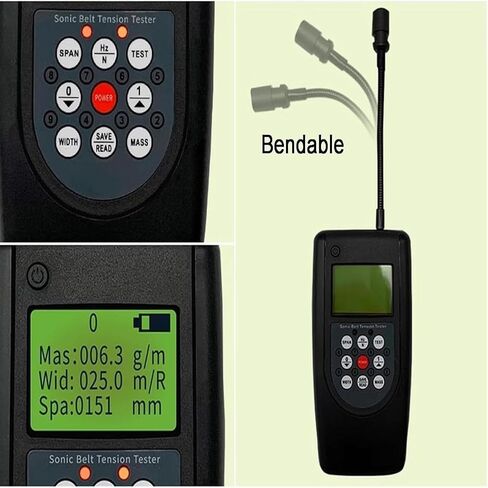 Sonic Belt Tension Meter Tester, with LCD Backlit Display, Frequency Range 10hz-680hz, Can Store 20 Data, Max 999.9 Mm/r Belt Width, for Belt Tension Testing in Kuwait