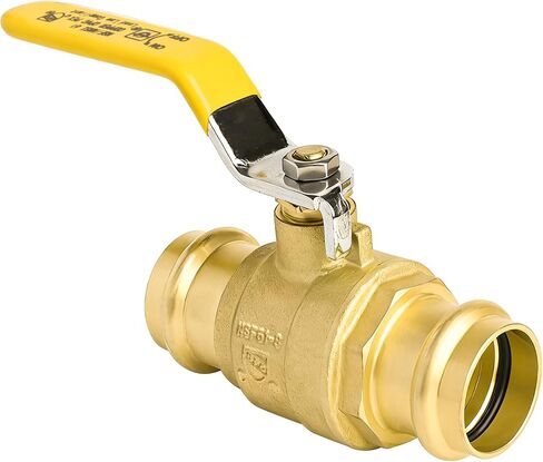 WiseWater 1 "صمام كرة ضغط بمنفذ كامل 1 حزمة | صمام كروي مغلق 1/4 دورة لتوصيل أنابيب النحاس، مقابض صفراء in Kuwait