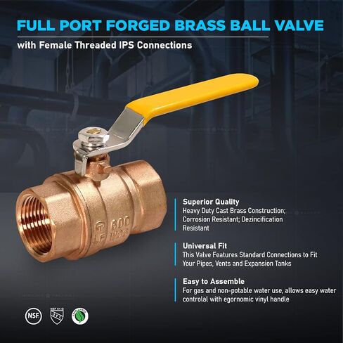 MIDLINE VALVE 822T336 صمام كروي نحاسي كامل المنفذ مزود بوصلات IPS مترابطة أنثى، 1-1/4 بوصة in Kuwait
