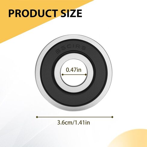 SYOWADA 10Pcs 6301RS Bearings, 12mm ID 37mm OD 12mm Width 6301RS ABEC3 High Speed Double Sealed Ball Bearings in Kuwait