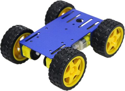 طقم هيكل سيارة روبوت ذكي DIY مع محرك TT لتشفير السرعة، C101 4WD عجلة نسيج ورقة معدنية لوحة معدنية الروبوتات منصة هيكل السيارة لاردوينو/فطيرة التوت/مايكروبيت، مجموعة تعليمية تعليمية (أزرق) in Kuwait