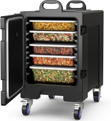 Goplus Hot Box for Catering, 5 Full-Size Pans Insulated Food Pan Carrier with 81 Quart Capacity, Wheels, Handle,Food-Grade LLDPE Material, Portable Food Warmer Box for Restaurant Canteen Hotel in Kuwait