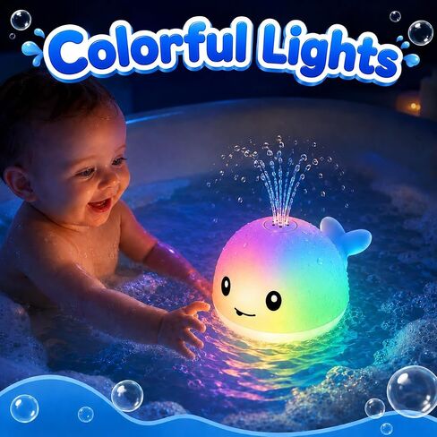 Gigilli Whale Bath Toy Sprinkler - Light Up Bath Toys for Kids Ages Infant Baby Toys - Toddler Bathtub Pool Water Table Toys Year Boys Girls Gifts Birthday Gifts in Saudi Arabia