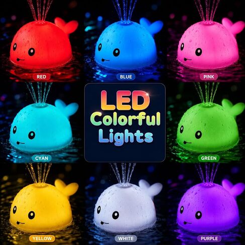 Gigilli Whale Bath Toy Sprinkler - Light Up Bath Toys for Kids Ages Infant Baby Toys - Toddler Bathtub Pool Water Table Toys Year Boys Girls Gifts Birthday Gifts in Saudi Arabia