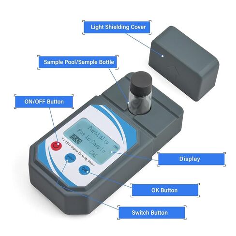 Portable Digital Turbidity Meter 0 to 1000 NTU Scattered Light Water Quality Tester for Aquaculture, Hydroponics, Lab, Pool for Plant Wine Industry in Kuwait