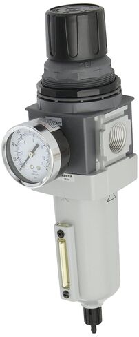 Parker P33EA96ESMBNGP One Piece Filter/Regulator, 3/4" NPT, Metal Bowl with Sight Gauge, Manual Drain, 5 micron, 208 scfm, Relieving Type, 0-125 psig Pressure Range, with Gauge in Kuwait